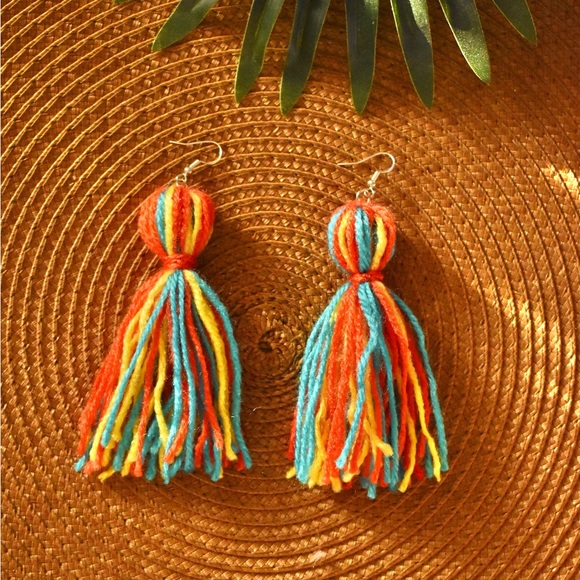 Jubilant Pieces Jewelry - SOLD BOGO Colorful Handmade Dangle Earrings Tassel Yarn